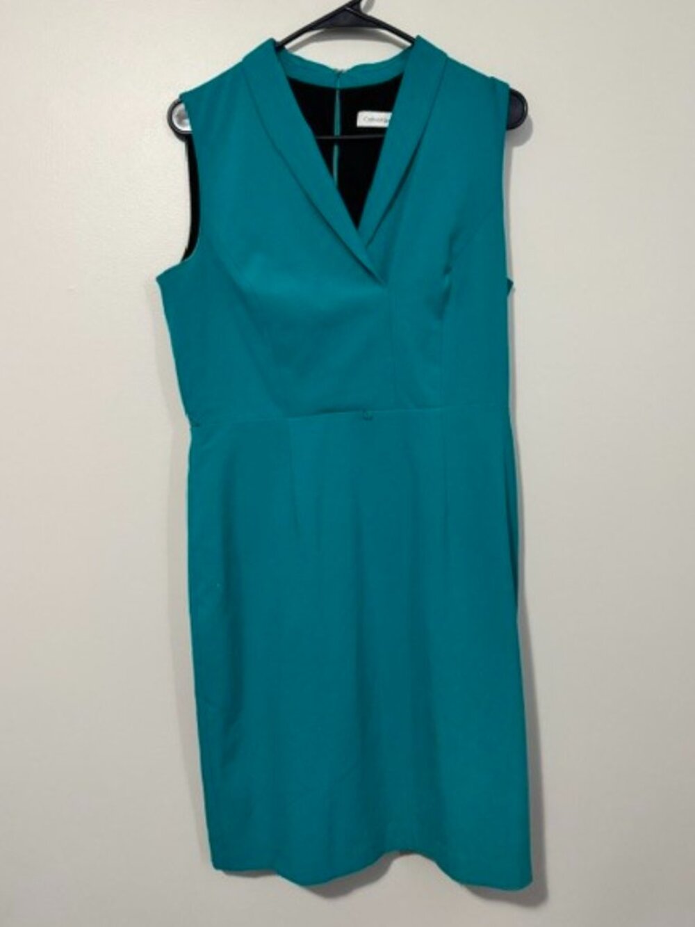 Woman's Calvin Klein Short Sleeve Full Back Zip Up Dress Color Green Size 10